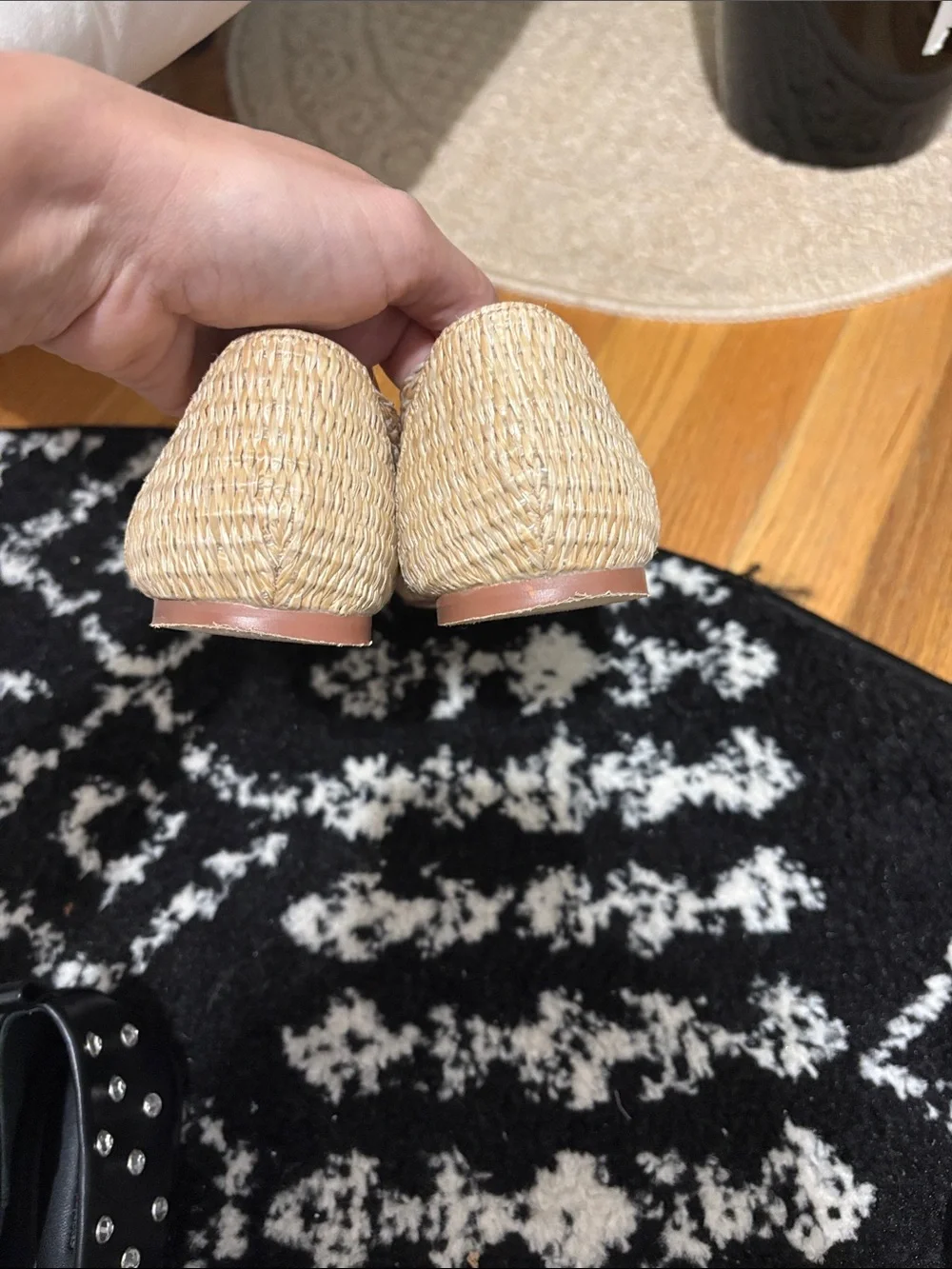 Woven Bow Ballet Flats - Beige